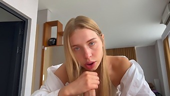 Petite Russian Schoolgirl Gives A Sloppy Blowjob